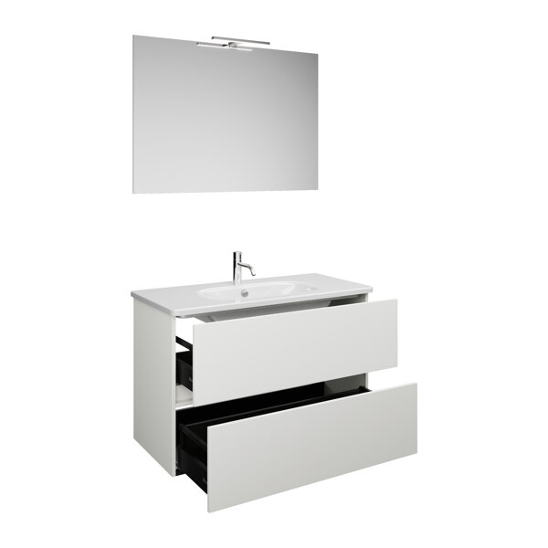 Burgbad Rocio set comprising mirror with LED light, washbasin and vanity unit, width 1000mm, SGYP100