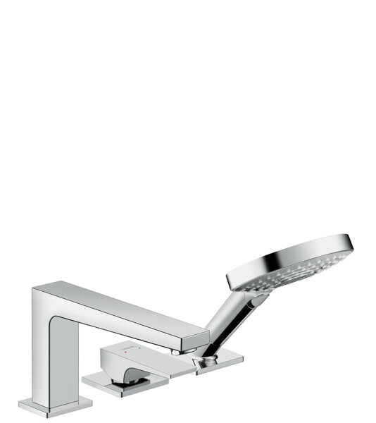 Hansgrohe Metropol 3-hole single-lever bath tub edge mixer, lever handle, projection 196mm