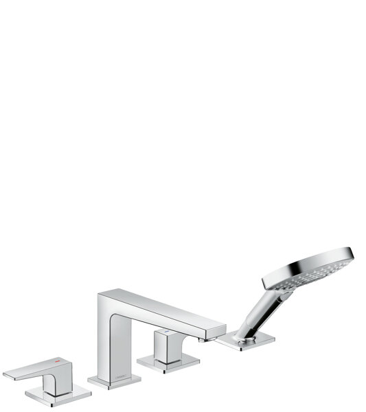 Hansgrohe Metropol 4-hole single-lever bath tub edge mixer, lever handles, projection 196mm