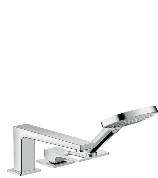 Hansgrohe Metropol 3-hole single-lever bath rim mixer, bow handle, projection 196mm