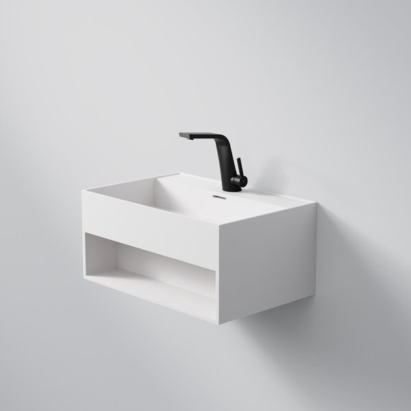 Steinberg Series 443 wall-mounted washbasin, with open compartment, 600x400x280mm, 1 tap hole, with ...