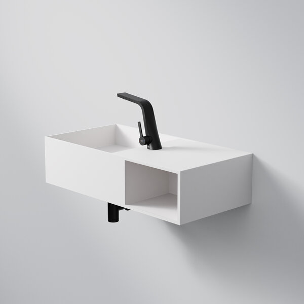 Steinberg Series 443 wall-mounted washbasin, with open compartment on the right, 800x400x200mm, 1 ta...