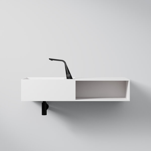 Steinberg Series 443 wall-mounted washbasin, with open compartment on the right, 1000x400x200mm, 1 tap hole, with overflow, SolidSurface, 4437130W