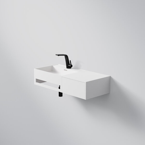 Steinberg Series 443 wall-mounted washbasin, pull-out right, towel rail left, 900x400x200mm, 1 tap h...