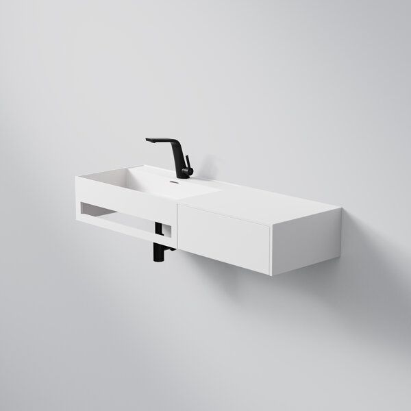 Steinberg Series 443 wall-mounted washbasin, pull-out right, towel rail left, 1200x400x200mm, 1 tap ...