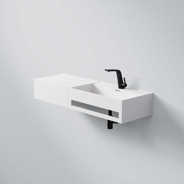 Steinberg Series 443 wall-mounted washbasin, pull-out left, towel rail right, 1200x400x200mm, 1 tap ...