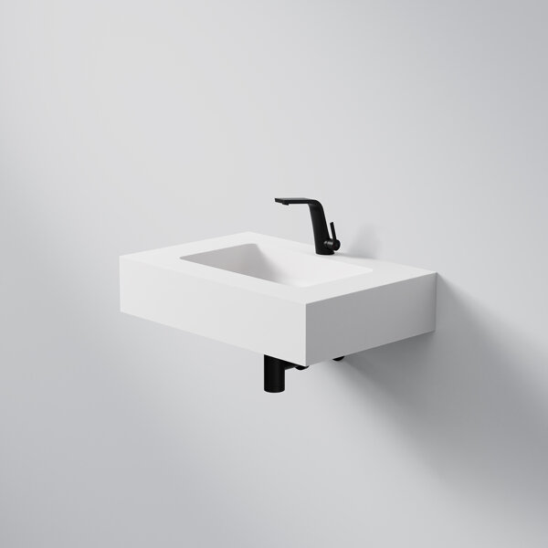 Steinberg Series 444 wall-mounted washbasin, 600x400x130mm, SolidSurface, 1 tap hole, without overfl...