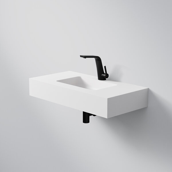 Steinberg Series 444 wall-mounted washbasin, 800x400x130mm, SolidSurface, 1 tap hole, without overflow, 4447020W