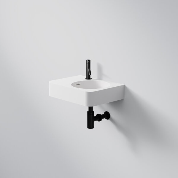 Steinberg Series 449 wall-mounted washbasin, 450x330mm, towel rail left, SolidSurface, 1 tap hole, w...