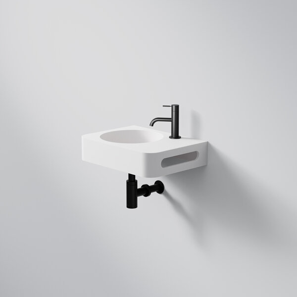 Steinberg Series 449 wall-mounted washbasin, 450x330mm, towel rail right, SolidSurface, 1 tap hole, ...