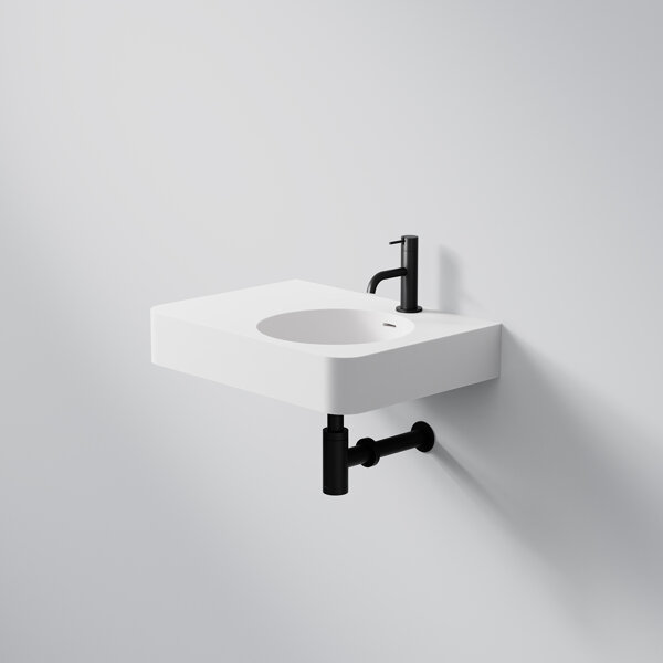 Steinberg Series 449 wall-mounted washbasin, 550x400mm, towel rail left, SolidSurface, 1 tap hole, with overflow, 4497110W