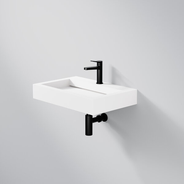 Steinberg Series 444 wall-mounted washbasin, 600x400x100mm, SolidSurface, 1 tap hole, without overfl...