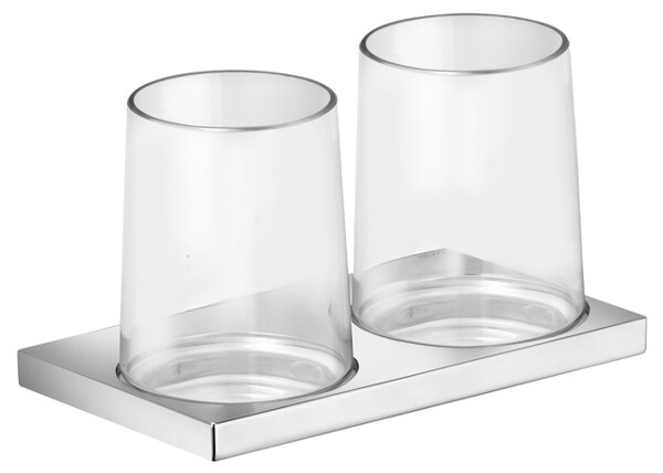 Keuco Edition 11 Double glass holder 11151, complete with genuine crystal glass, chrome-plated