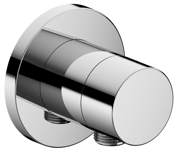 Keuco IXMO fitting 59541, shut-off valve with flush-mounted hose connection, rosette round, handle IXMO Pure