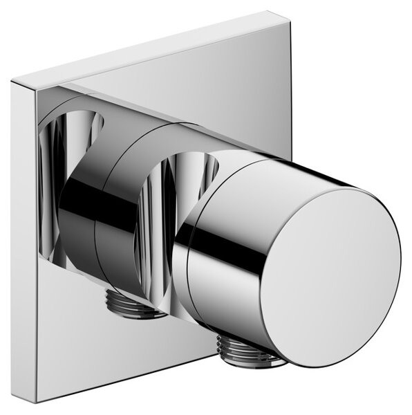 Keuco IXMO fitting 59541, shut-off valve with hose connection and concealed shower head holder, square rosette, IXMO Pure handle