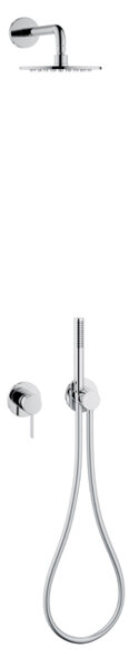 Keuco IXMO shower set 3, 59603, with round rosettes, single lever mixer for 2 consumers, chrome-plated