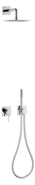 Keuco IXMO shower set 4, 59603, with angular rosettes, single-lever mixer for 2 consumers, chrome-pl...