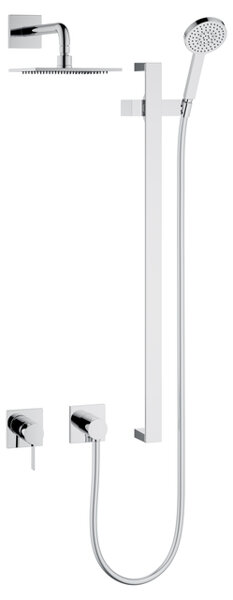 Keuco IXMO shower set 6, 59604, with angular rosettes, single lever mixer for 2 consumers, chrome-plated