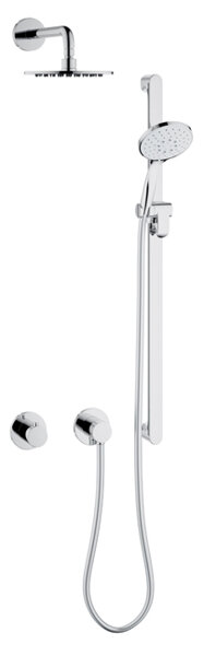 Keuco IXMO shower set 9, 59605, with round rosettes, thermostat for 2 consumers, chrome-plated