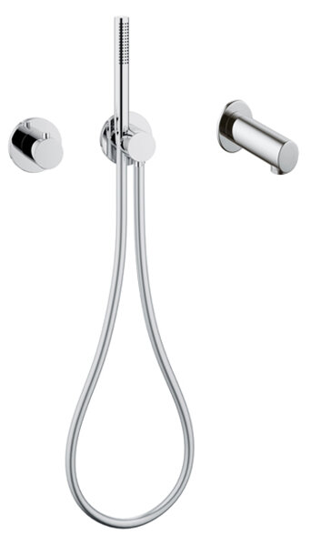 Keuco IXMO shower set 11, 59606, with round rosettes, thermostat for 2 consumers, chrome-plated