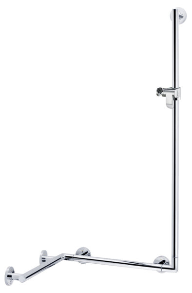 Keuco Plan Care shower handrail 34908, left 797mm, right 680mm, height:1265mm, with shower bar