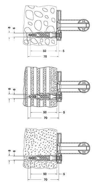 Keuco fixing set 1 Plan Care 34990, 3x wood screws DIN7996-6x70 V2A 3x dowels UX8R