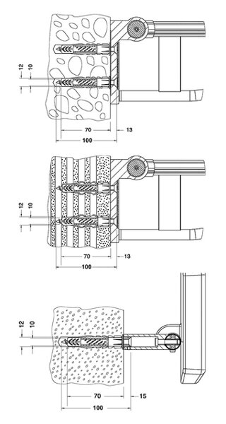 Keuco mounting set 2 Plan Care 34991, 2xSenkschrauben 10x80 V2A 2xDÃ¼bel UX12