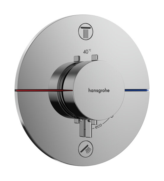 hansgrohe ShowerSelect Comfort S thermostat, concealed, 2 consumers, round rosette, with fuse combin...