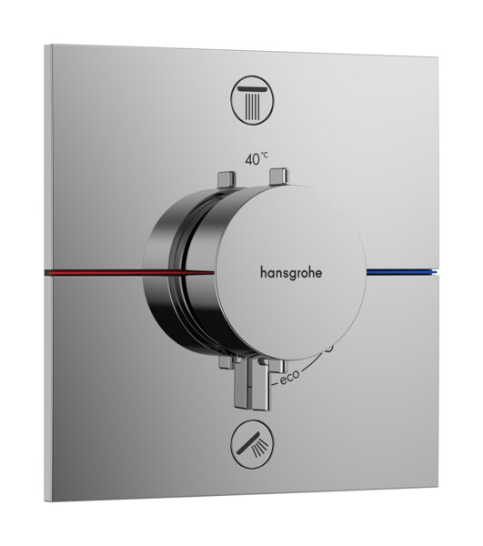 hansgrohe ShowerSelect Comfort E thermostat, concealed, 2 consumers, square rosette, with fuse combi...