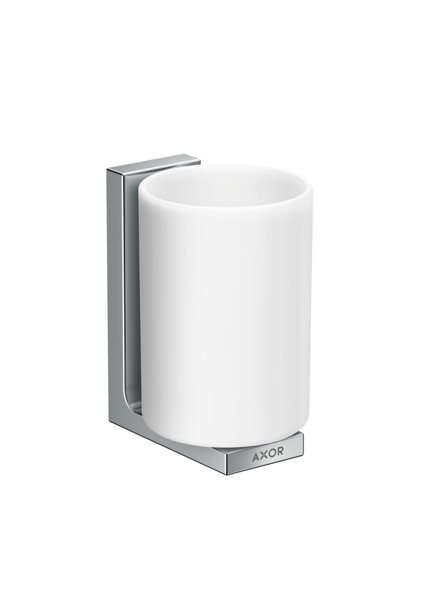 hansgrohe AXOR Universal Rectangular toothbrush tumbler, metal, glass white, 42604