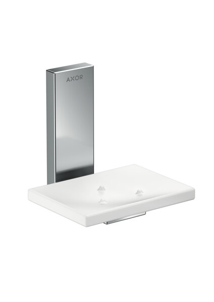 hansgrohe AXOR Universal Rectangular soap dish, metal, glass shelf, 42605