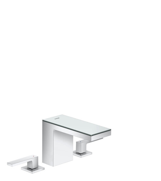 hansgrohe AXOR MyEdition 3-hole basin mixer 110, with push-open pop-up waste, with plate, projection 150mm, 47070