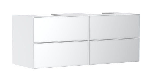 hansgrohe Xevolos E vanity unit, 4 drawers, 2 cut-outs, 1370x550x555mm, for console with 2 countertop washbasins, 5419