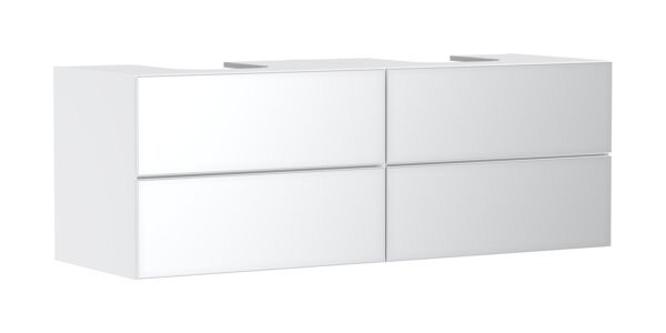 hansgrohe Xevolos E vanity unit, 4 drawers, 2 cut-outs, 1570x550x555mm, for console with 2 countertop washbasins, 54