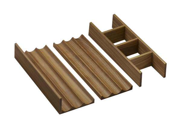 hansgrohe IntraStories internal drawer divider set 320, for vanity unit 780/475, 780/550 and 1575/550, solid wood, dark walnut, 54232630