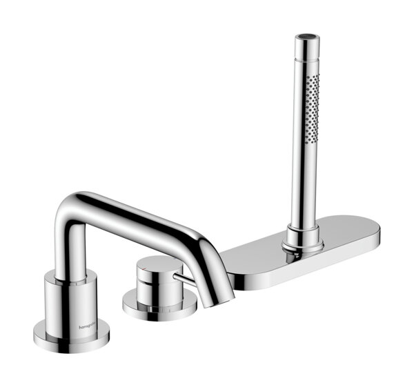 hansgrohe Tecturis S single lever bath rim mixer, 3-hole, with sBox, projection 194mm, 73447