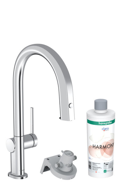 Hansgrohe Aqittura M91 kitchen mixer, starter set, FilterSystem 210, extendable up to 76cm, 1jet, sB...