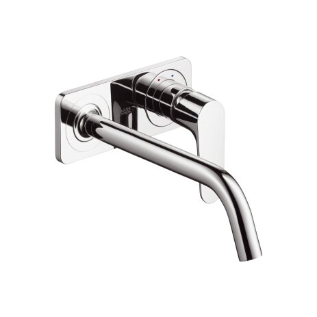 Hansgrohe Axor Citterio M Single lever flush-mounted basin mixer with plate and long spout Wall moun...