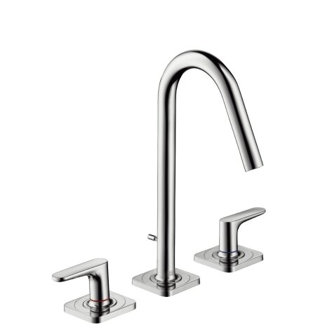 Hansgrohe AXOR Citterio M 3-hole basin mixer 160 with lever handles, rosettes and pop-up waste