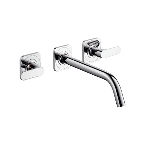 Hansgrohe AXOR Citterio M 3-hole flush-mounted basin mixer for wall mounting with spout 226 mm, lever handles and rosettes