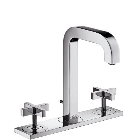 Hansgrohe AXOR Citterio 3-hole basin mixer 170, pop-up waste, spout 140mm, cross handles, plate