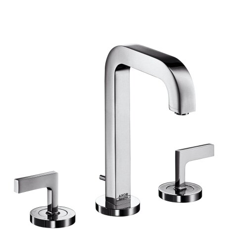 Hansgrohe AXOR Citterio 3-hole basin mixer 170, pop-up waste, spout 140mm, lever handles, rosettes