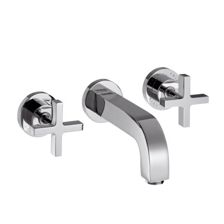 Hansgrohe AXOR Citterio 3-hole basin mixer flush-mounted, spout 162mm, cross handles, rosettes for wall mounting