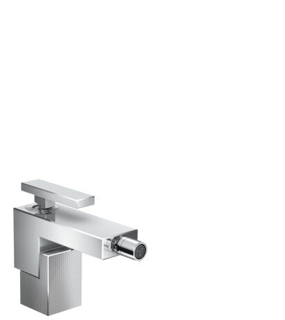 handsized AXOR Edge single-lever bidet mixer with push-open waste, diamond-cut