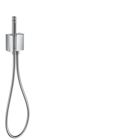 hand-sized AXOR Edge Porter unit with rod hand shower 2jet and shower hose, diamond-cut