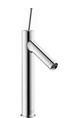 hand-sized Axor Starck single-lever basin mixer 80 with lever handle for hand-rinse basins with pop-up waste