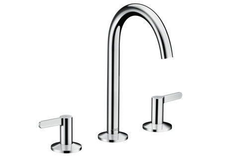 hansgrohe AXOR One 3-hole basin mixer 170 with push-open waste, 140 mm projection, 48050