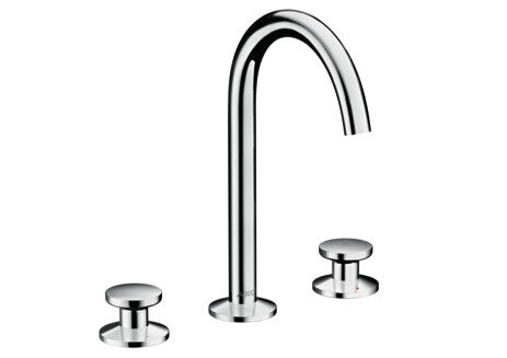 hansgrohe AXOR One 3-hole basin mixer Select 170 with push-open waste, 140 mm projection, 48070