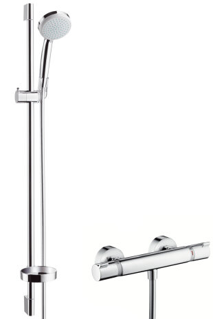 Hansgrohe Croma 100 surface-mounted shower system Vario EcoSmart with Ecostat Comfort thermostat and...