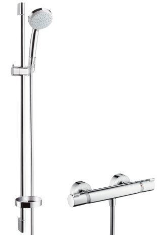 Hansgrohe Croma 100 surface-mounted shower system Vario with Ecostat Comfort thermostat and shower b...